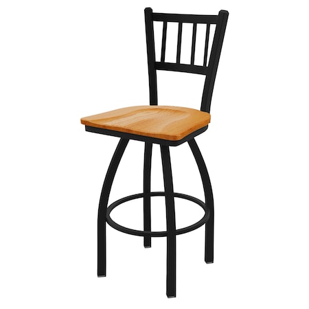 Holland Bar Stool Co 25" Swivel Counter Stool, Black Wrinkle, Med Oak Seat 81025BWMedOak